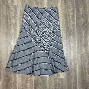 Lena Gabrielle New York‎ Blue Midi Skirt with Fringe Detail – Size 12